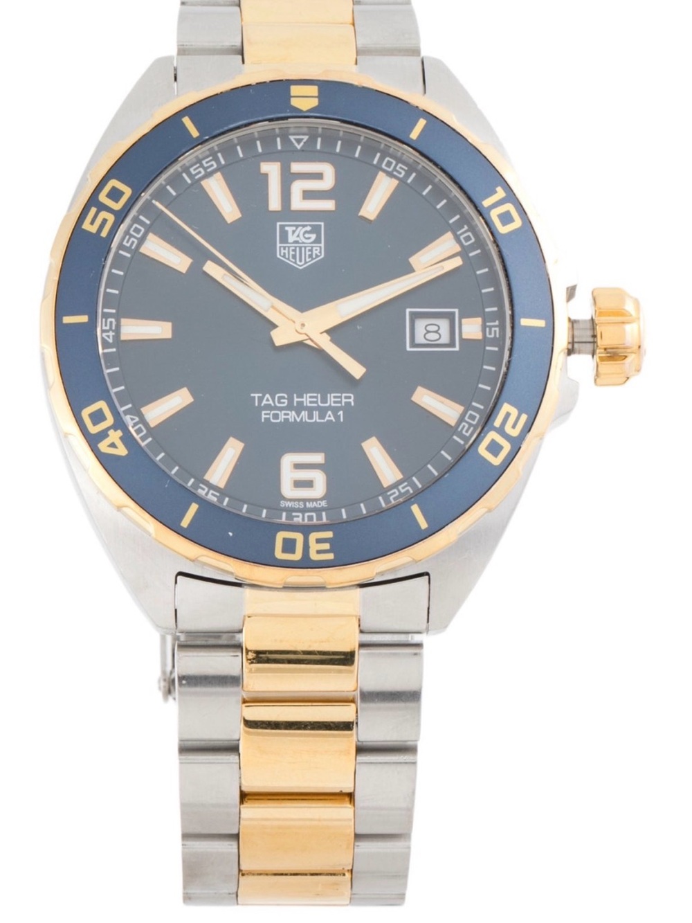 Tag two-tone blue dial men's watch with gold accents